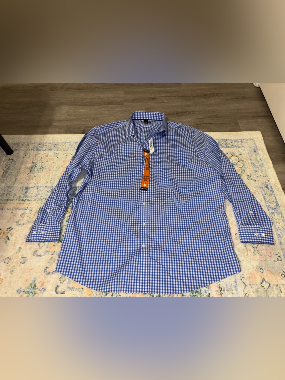 Kirkland men’s Signature Blue Gingham Button-Down Shirt NWT